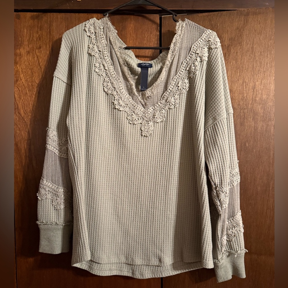 Olive Green lace shirt/sweater